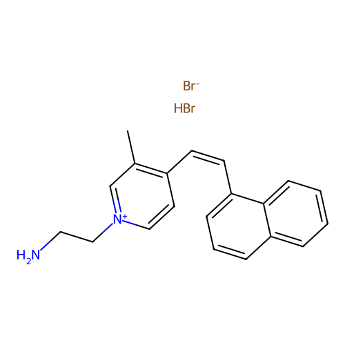 N-(2-aminoethyl)-4-(beta-1-naphthylvinyl)-3-methylpyridinium structure