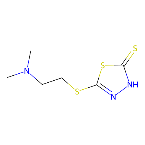 5-{[2-(Dimethylamino)ethyl]sulfanyl}-1,3,4-thiadiazol-2-yl hydrosulfide structure