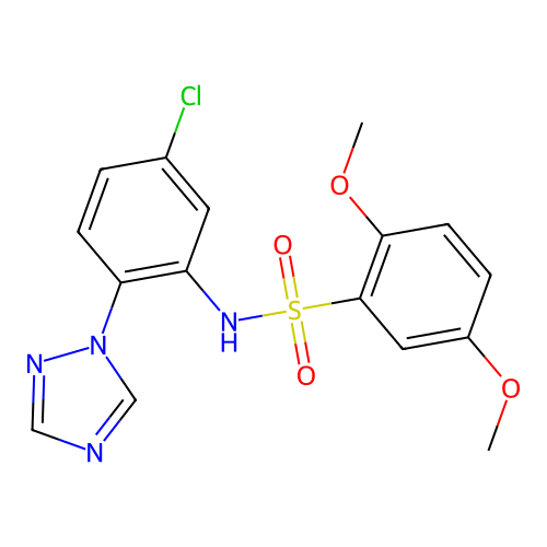 N-[5-Chloro-2-(1H-1,2,4-triazol-1-yl)phenyl]-2,5-dimethoxybenzenesulfonamide structure