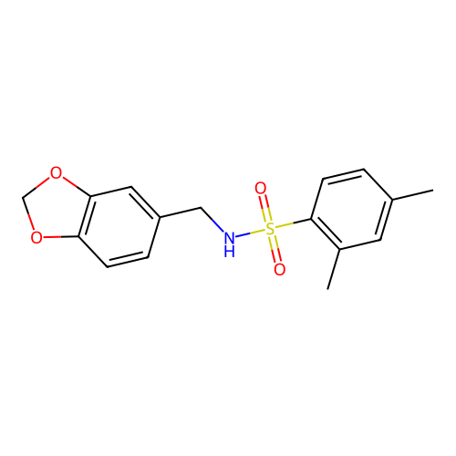 N-(1,3-benzodioxol-5-ylmethyl)-2,4-dimethylbenzenesulfonamide structure