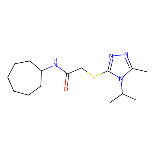 N-cycloheptyl-2-[(5-methyl-4-propan-2-yl-1,2,4-triazol-3-yl)sulfanyl]acetamide structure