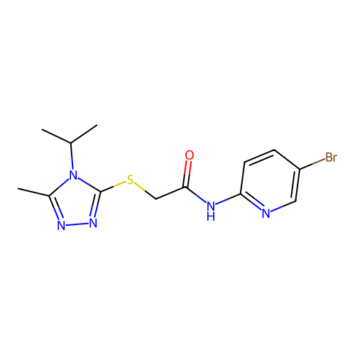 N-(5-bromopyridin-2-yl)-2-[(5-methyl-4-propan-2-yl-1,2,4-triazol-3-yl)sulfanyl]acetamide structure