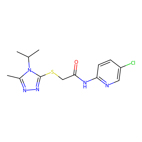 N-(5-chloropyridin-2-yl)-2-[(5-methyl-4-propan-2-yl-1,2,4-triazol-3-yl)sulfanyl]acetamide structure