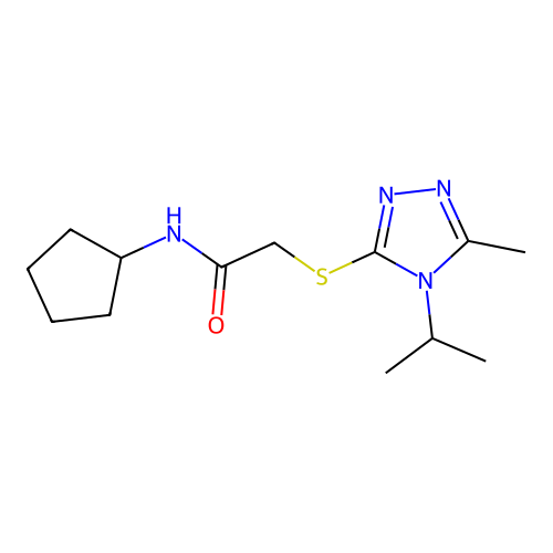 N-cyclopentyl-2-[(5-methyl-4-propan-2-yl-1,2,4-triazol-3-yl)sulfanyl]acetamide structure