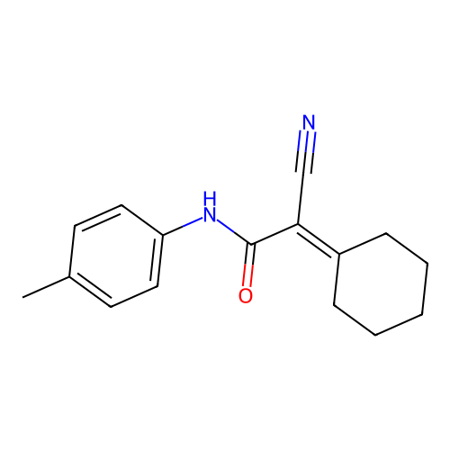 2-cyano-2-cyclohexylidene-N-(4-methylphenyl)acetamide structure