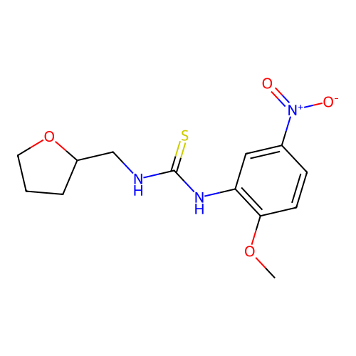 1-(2-Methoxy-5-nitrophenyl)-3-(oxolan-2-ylmethyl)thiourea structure