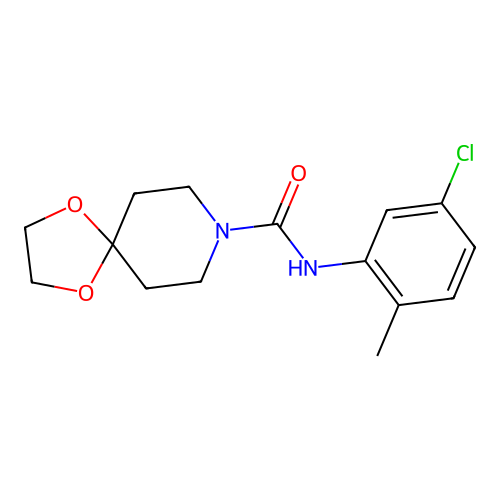 N-(5-chloro-2-methylphenyl)-1,4-dioxa-8-azaspiro[4.5]decane-8-carboxamide structure