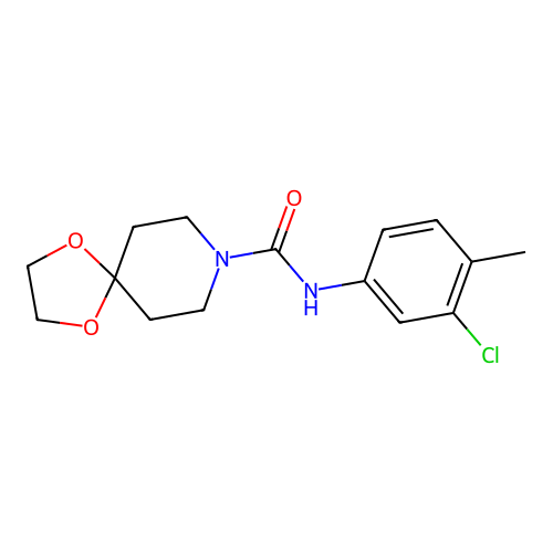 N-(3-chloro-4-methylphenyl)-1,4-dioxa-8-azaspiro[4.5]decane-8-carboxamide structure