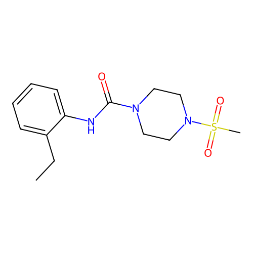 N-(2-ethylphenyl)-4-methylsulfonylpiperazine-1-carboxamide structure
