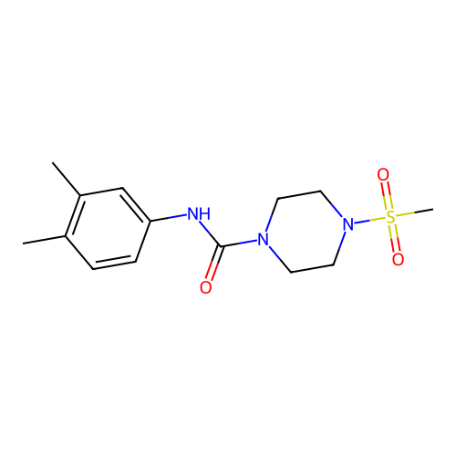N-(3,4-dimethylphenyl)-4-methylsulfonylpiperazine-1-carboxamide structure