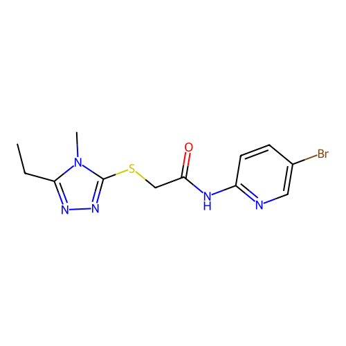 N-(5-bromopyridin-2-yl)-2-[(5-ethyl-4-methyl-1,2,4-triazol-3-yl)sulfanyl]acetamide structure