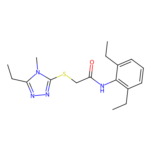 N-(2,6-diethylphenyl)-2-[(5-ethyl-4-methyl-1,2,4-triazol-3-yl)sulfanyl]acetamide structure