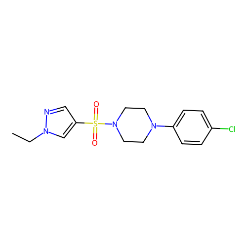 1-(4-Chlorophenyl)-4-(1-ethylpyrazol-4-yl)sulfonylpiperazine structure