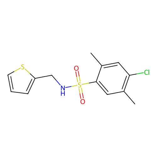 4-chloro-2,5-dimethyl-N-(thiophen-2-ylmethyl)benzenesulfonamide structure