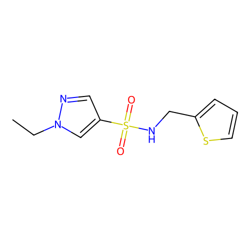 1-ethyl-N-(thiophen-2-ylmethyl)pyrazole-4-sulfonamide structure