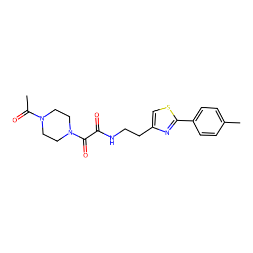 2-(4-acetylpiperazin-1-yl)-2-oxo-N-(2-(2-(p-tolyl)thiazol-4-yl)ethyl)acetamide structure