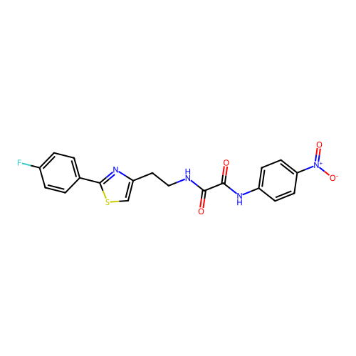 N1-(2-(2-(4-fluorophenyl)thiazol-4-yl)ethyl)-N2-(4-nitrophenyl)oxalamide structure