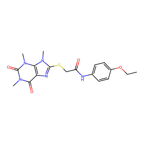 N-(4-ethoxyphenyl)-2-(1,3,9-trimethyl-2,6-dioxopurin-8-yl)sulfanylacetamide structure