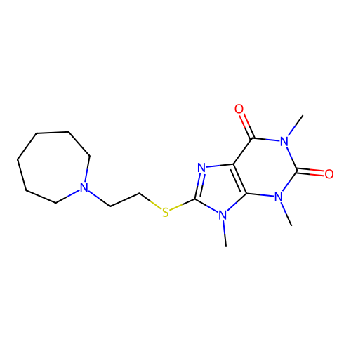 8-[2-(Azepan-1-yl)ethylsulfanyl]-1,3,9-trimethylpurine-2,6-dione structure