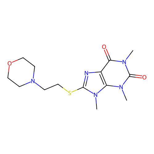 1,3,9-Trimethyl-8-(2-morpholin-4-ylethylsulfanyl)purine-2,6-dione structure