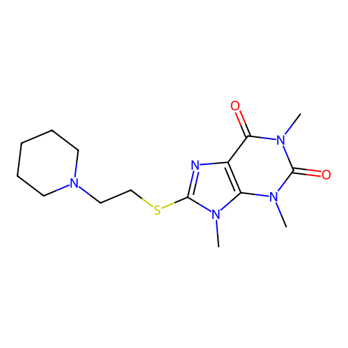 1,3,9-Trimethyl-8-(2-piperidin-1-ylethylsulfanyl)purine-2,6-dione structure
