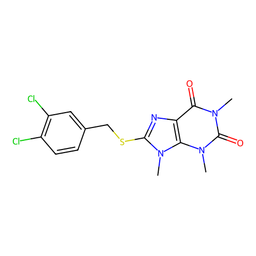 8-[(3,4-Dichlorophenyl)methylsulfanyl]-1,3,9-trimethylpurine-2,6-dione structure