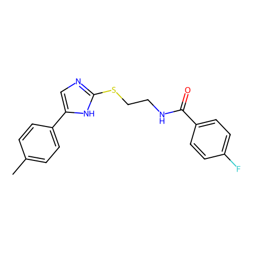 4-fluoro-N-(2-{[5-(4-methylphenyl)-1H-imidazol-2-yl]sulfanyl}ethyl)benzamide structure