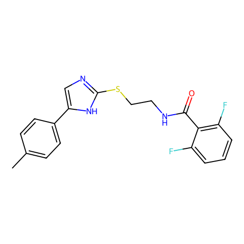 2,6-difluoro-N-(2-{[5-(4-methylphenyl)-1H-imidazol-2-yl]sulfanyl}ethyl)benzamide structure