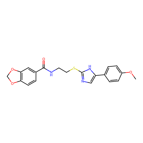 N-(2-{[5-(4-methoxyphenyl)-1H-imidazol-2-yl]sulfanyl}ethyl)-2H-1,3-benzodioxole-5-carboxamide structure