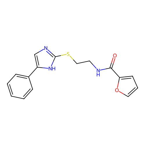 N-(2-((5-phenyl-1H-imidazol-2-yl)thio)ethyl)furan-2-carboxamide structure