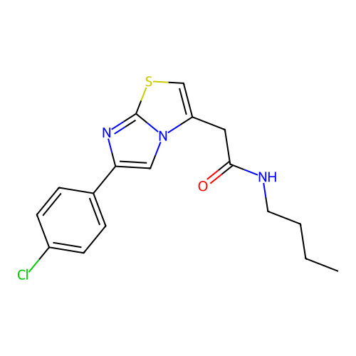 N-butyl-2-[6-(4-chlorophenyl)imidazo[2,1-b][1,3]thiazol-3-yl]acetamide structure