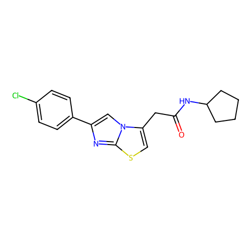 2-[6-(4-chlorophenyl)imidazo[2,1-b][1,3]thiazol-3-yl]-N-cyclopentylacetamide structure