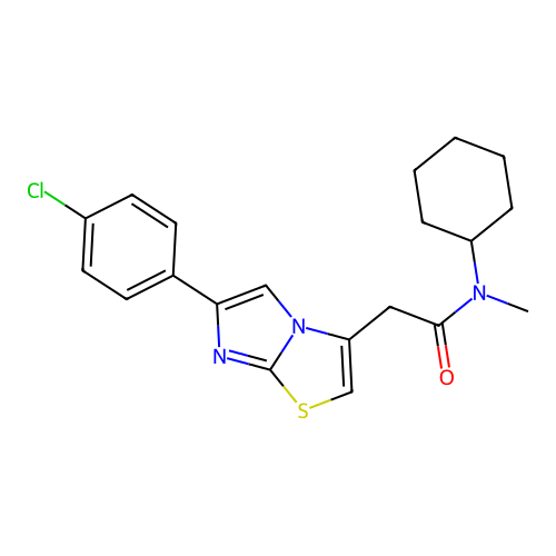 2-[6-(4-chlorophenyl)imidazo[2,1-b][1,3]thiazol-3-yl]-N-cyclohexyl-N-methylacetamide structure