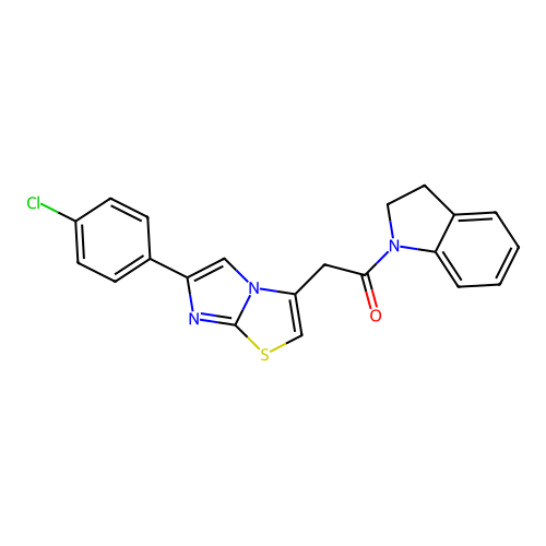 2-(6-(4-Chlorophenyl)imidazo[2,1-b]thiazol-3-yl)-1-(indolin-1-yl)ethanone structure