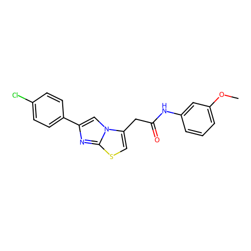 2-[6-(4-chlorophenyl)imidazo[2,1-b][1,3]thiazol-3-yl]-N-(3-methoxyphenyl)acetamide structure