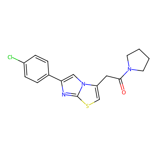 2-(6-(4-Chlorophenyl)imidazo[2,1-b]thiazol-3-yl)-1-(pyrrolidin-1-yl)ethanone structure
