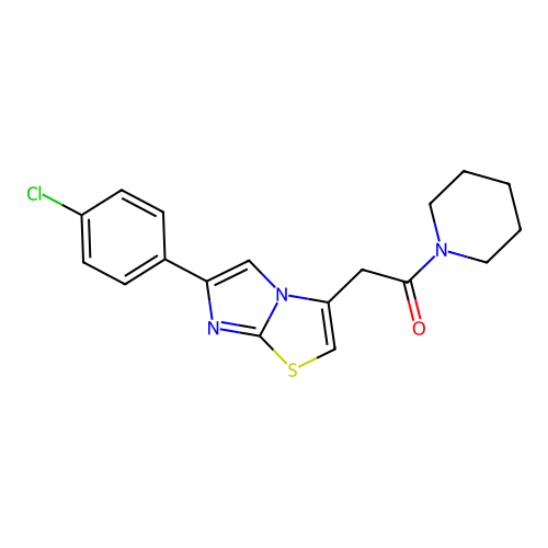 2-(6-(4-Chlorophenyl)imidazo[2,1-b]thiazol-3-yl)-1-(piperidin-1-yl)ethanone structure