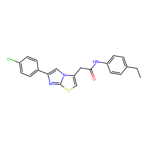 2-[6-(4-chlorophenyl)imidazo[2,1-b][1,3]thiazol-3-yl]-N-(4-ethylphenyl)acetamide structure