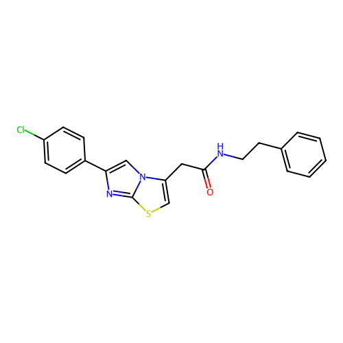 2-[6-(4-chlorophenyl)imidazo[2,1-b][1,3]thiazol-3-yl]-N-(2-phenylethyl)acetamide structure