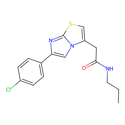 2-[6-(4-chlorophenyl)imidazo[2,1-b][1,3]thiazol-3-yl]-N-propylacetamide structure
