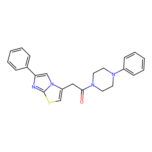 2-(6-Phenylimidazo[2,1-b]thiazol-3-yl)-1-(4-phenylpiperazin-1-yl)ethanone structure