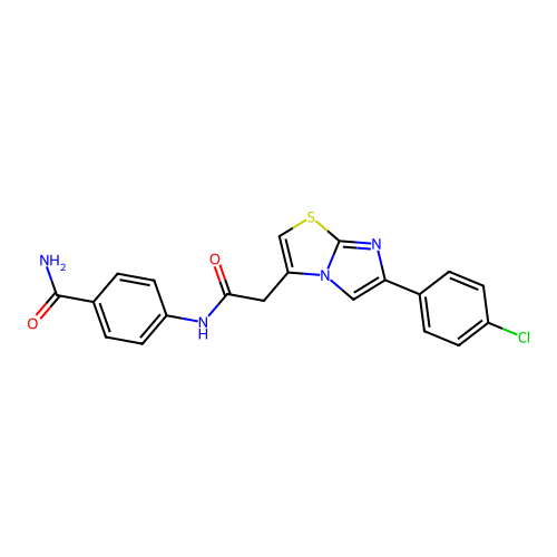 4-(2-(6-(4-Chlorophenyl)imidazo[2,1-b]thiazol-3-yl)acetamido)benzamide structure
