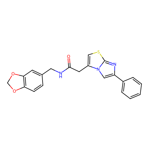N-[(2H-1,3-benzodioxol-5-yl)methyl]-2-{6-phenylimidazo[2,1-b][1,3]thiazol-3-yl}acetamide structure