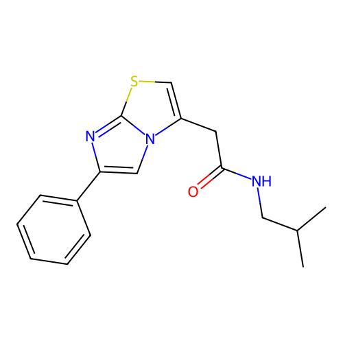 N-isobutyl-2-(6-phenylimidazo[2,1-b]thiazol-3-yl)acetamide structure