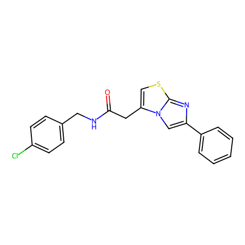 N-[(4-chlorophenyl)methyl]-2-{6-phenylimidazo[2,1-b][1,3]thiazol-3-yl}acetamide structure