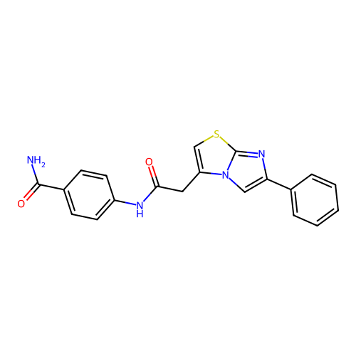 4-(2-(6-Phenylimidazo[2,1-b]thiazol-3-yl)acetamido)benzamide structure