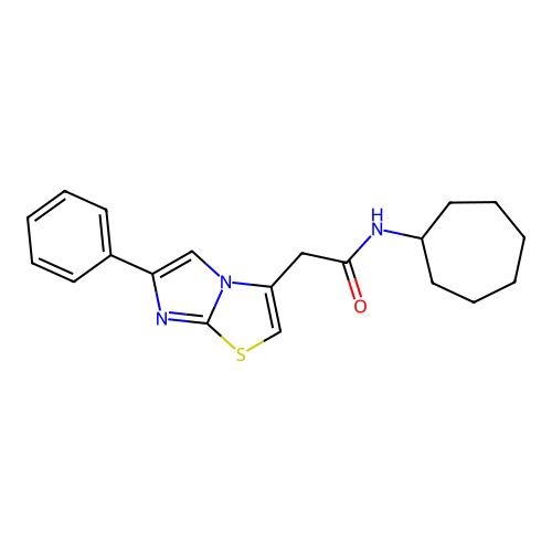 N-cycloheptyl-2-{6-phenylimidazo[2,1-b][1,3]thiazol-3-yl}acetamide structure