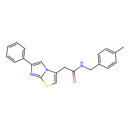 N-[(4-methylphenyl)methyl]-2-{6-phenylimidazo[2,1-b][1,3]thiazol-3-yl}acetamide structure