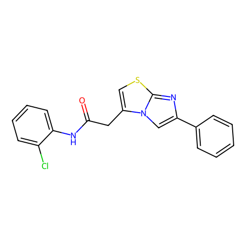 N-(2-chlorophenyl)-2-{6-phenylimidazo[2,1-b][1,3]thiazol-3-yl}acetamide structure