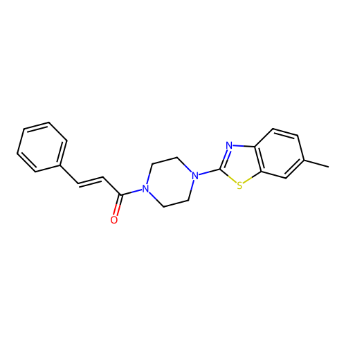 (E)-1-[4-(6-methyl-1,3-benzothiazol-2-yl)piperazin-1-yl]-3-phenylprop-2-en-1-one structure